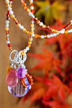 Load image into Gallery viewer, Amethyst, Carnelian, Rhodocrosite & Rose Sapphire Floater Necklace
