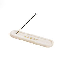 Load image into Gallery viewer, Indukala Moon Phase Incense Holder - White Carved Marble