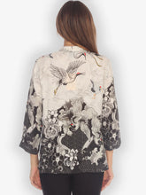 Load image into Gallery viewer, Black &amp; White Crane &amp; Wave Blouse
