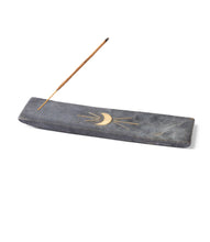 Load image into Gallery viewer, Indukala Moon Phase Incense Holder - Black Carved Marble