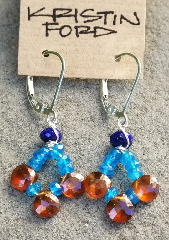 Hessonite, Apatite & Lapis Lazuli Earrings