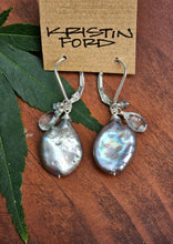 Load image into Gallery viewer, Biwa Pearl, Chrysoberyl & Aquamarine Earrings