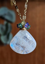 Load image into Gallery viewer, Rainbow Moonstone, Emerald, Peridot & Tanzanite Necklace