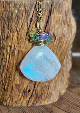 Load image into Gallery viewer, Rainbow Moonstone, Emerald, Peridot & Tanzanite Necklace
