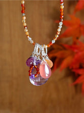 Load image into Gallery viewer, Amethyst, Carnelian, Rhodocrosite & Rose Sapphire Floater Necklace
