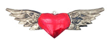 Load image into Gallery viewer, Classic Red Tin Heart With Wings Ornament