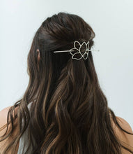 Load image into Gallery viewer, Kairavini Lotus Hair Slide with Stick - Silver