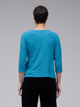 Load image into Gallery viewer, 3/4 Sleeve Cotton-Linen Bias Tee, Multiple Colors