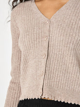 Load image into Gallery viewer, Ribbed Knit Scalloped Cardigan
