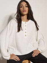 Load image into Gallery viewer, Waffle Knit Button Neck Top