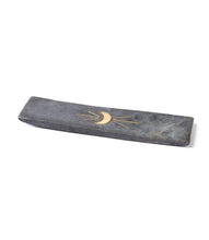 Load image into Gallery viewer, Indukala Moon Phase Incense Holder - Black Carved Marble