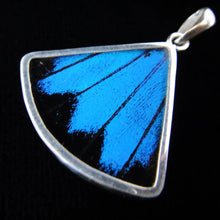 Load image into Gallery viewer, Blue & Black Butterfly Fan Pendant
