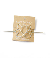 Load image into Gallery viewer, Kairavini Lotus Hair Slide with Stick - Silver