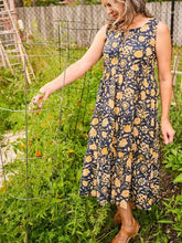 Load image into Gallery viewer, Thais Tiered Dress, Navy Botanical