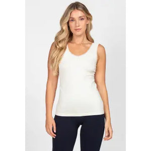 Reversible Ribbed V-Scoop Tank with Lace Trim, 2 Colors