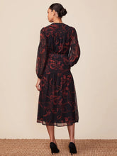 Load image into Gallery viewer, Long Sleeve Belted Printed Midi Dress