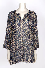 Load image into Gallery viewer, Aurora Cotton Kurta Tunic Navy Beige