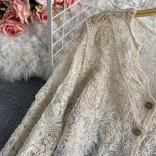 Load image into Gallery viewer, Crochet Cutout Long Sleeve Lace Mesh Top