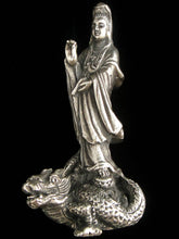 Load image into Gallery viewer, Brass Deity Statuette - Large - Quan Yin with Dragon