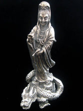 Load image into Gallery viewer, Brass Deity Statuette - Large - Quan Yin with Dragon