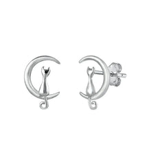Load image into Gallery viewer, Cat on Moon Earrings