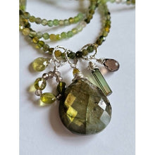 Load image into Gallery viewer, Green Tourmaline, Labradorite, Smoky Quartz & Grossular Garnet Necklace