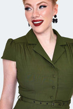 Load image into Gallery viewer, 1940s Inspired Short-Sleeved Belted Flare Dress
