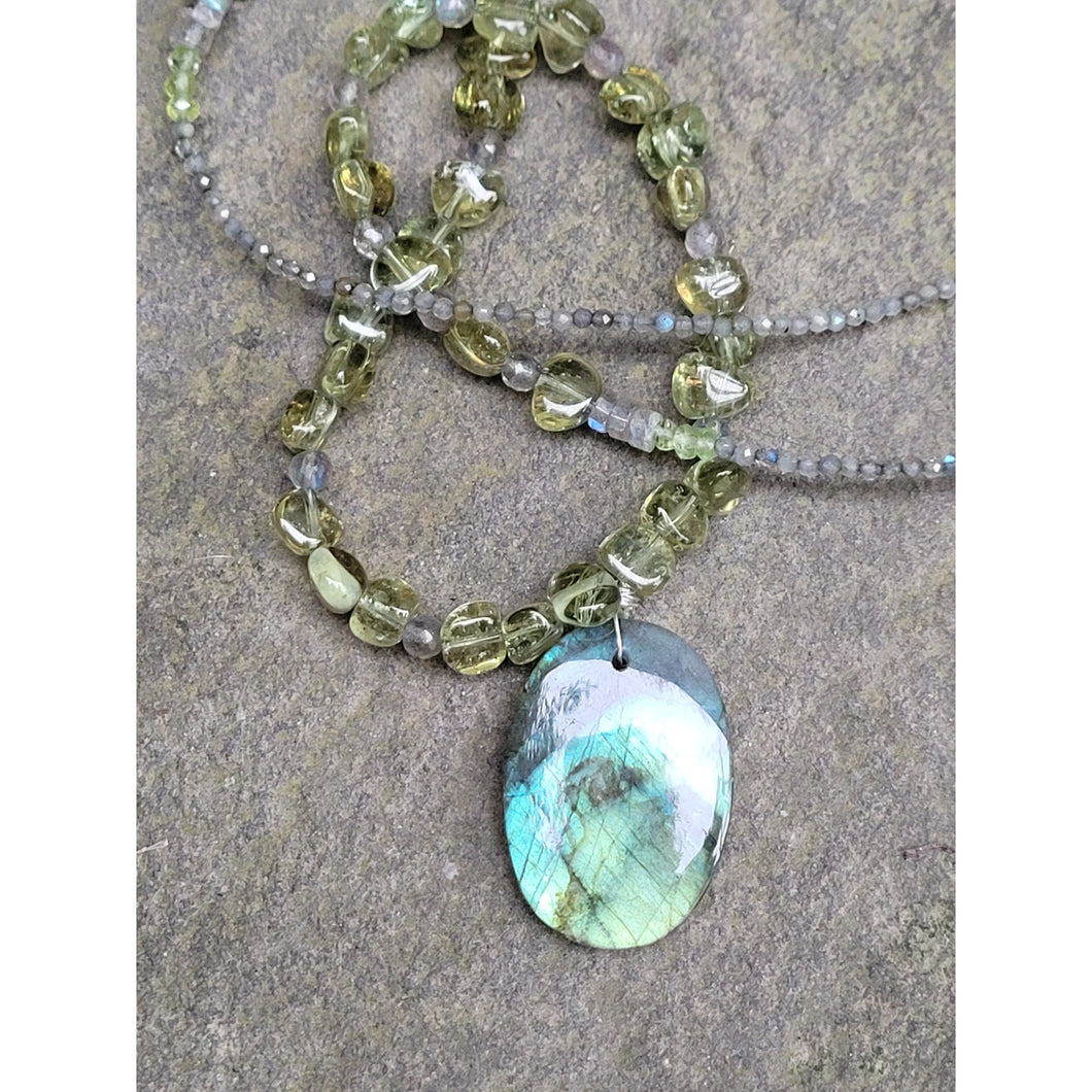Labradorite, Peridot, & Green Apatite Necklace