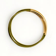 Load image into Gallery viewer, Leather and Metal Bar Bangle, Multiple Colors