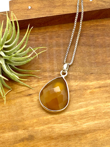 Rose-cut Yellow Agate and Sterling Silver Pendant