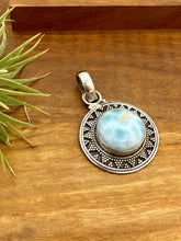 Load image into Gallery viewer, Larimar in Granulation-style Silver Pendant
