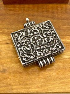 Intricate Sterling Silver Box Pendant