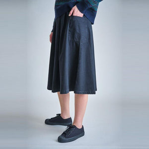 Janna Black Denim Midi Skirt
