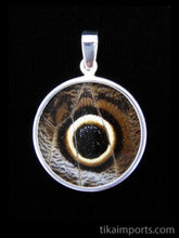 Load image into Gallery viewer, Medium Round Owl Eye Butterfly Wing Pendant
