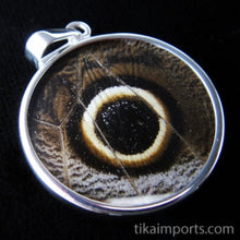 Load image into Gallery viewer, Medium Round Owl Eye Butterfly Wing Pendant