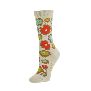 Retro Floral Sock, 2 Colors