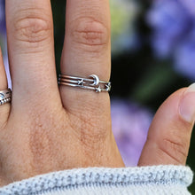 Load image into Gallery viewer, Layered Moon &amp; Stars Ring, 2 Sizes
