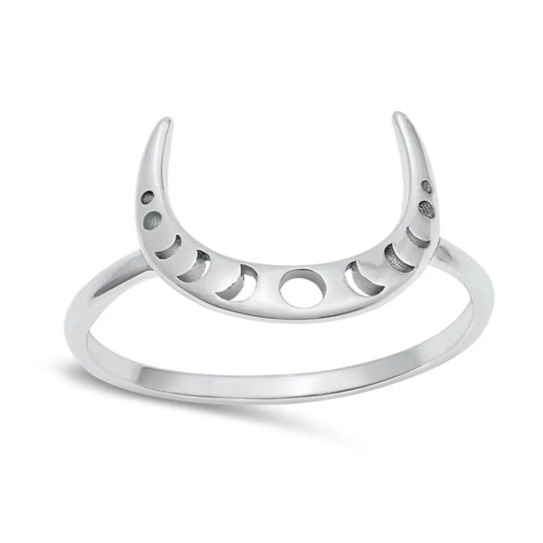 Crescent Moon Phase Ring, 2 Sizes