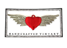 Load image into Gallery viewer, Classic Red Tin Heart With Wings Ornament
