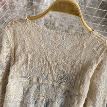 Load image into Gallery viewer, Crochet Cutout Long Sleeve Lace Mesh Top
