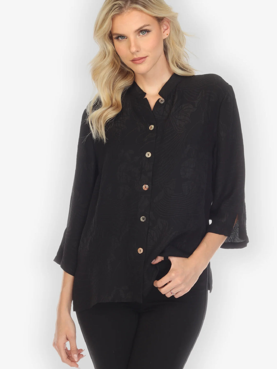 Solid Silk Black Blouse