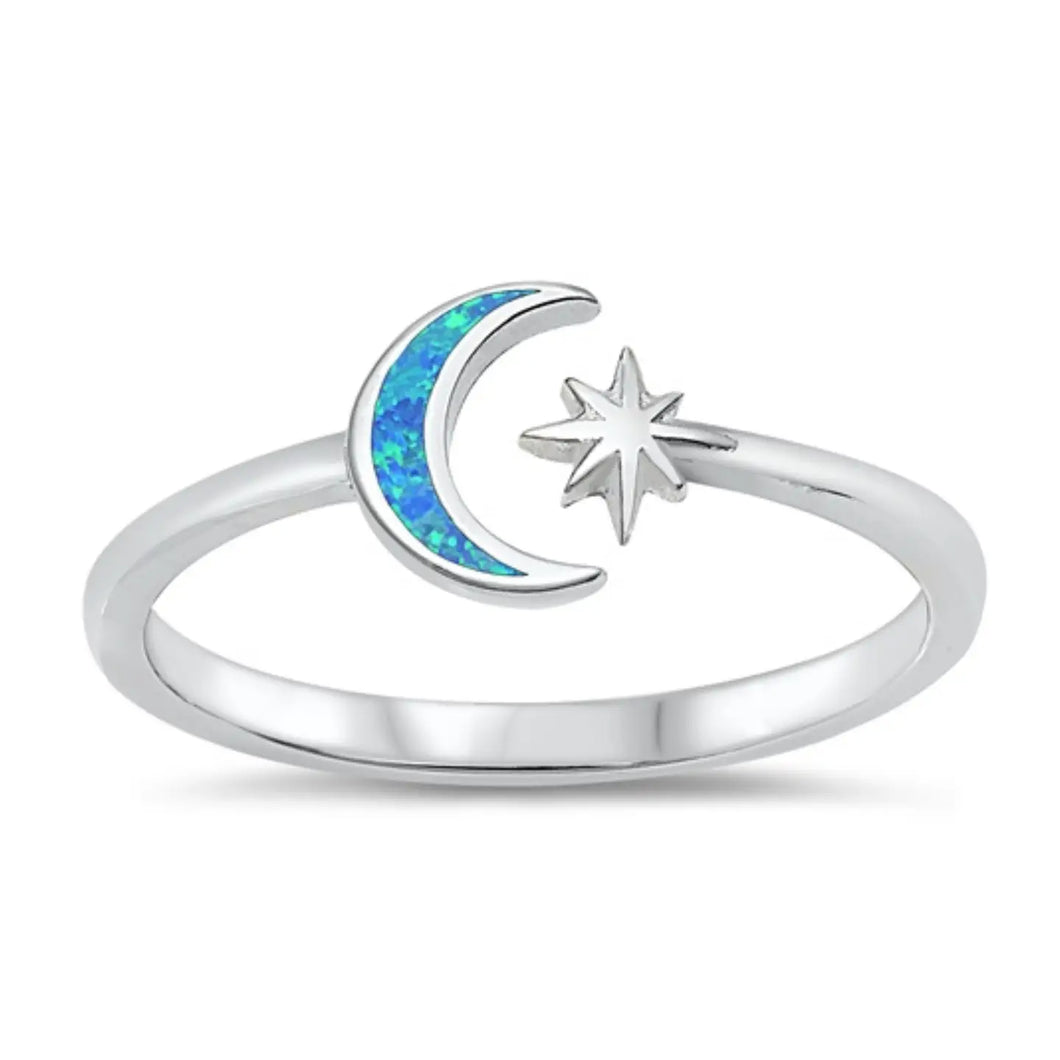 Blue Moon & Star Ring, 2 Sizes