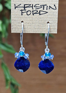 Lapis Lazuli, Neon Apatite & Tanzanite Earrings