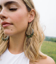 Load image into Gallery viewer, Nisha Crescent Moon Hoop Earrings - Gold, Black
