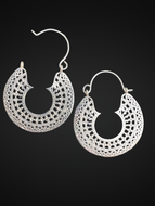 Earrings - Lightweight Brass Silver Tone Magic Circle