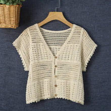 Load image into Gallery viewer, Cotton Crochet Shrug Cardigan
