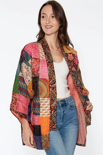 Reversible Kantha Silk Kimono