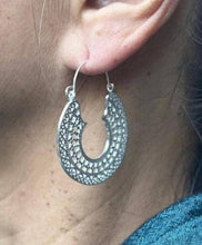 Load image into Gallery viewer, Earrings - Lightweight Brass Silver Tone Magic Circle
