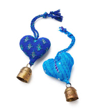 Load image into Gallery viewer, Heart Upcycled Sari Mini Bell Hanging - Assorted Colors
