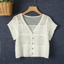 Load image into Gallery viewer, Cotton Crochet Shrug Cardigan
